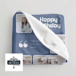 Blue photo blanket. Custom Printed blanket
