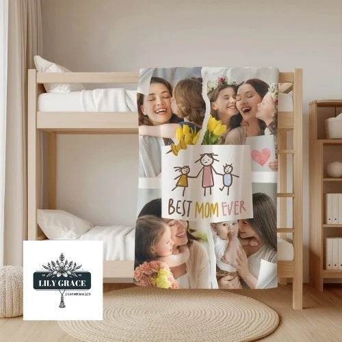 Best Mom photo blanket. Custom Printed blanket