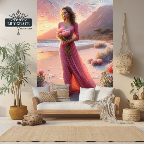 Beach protea pink wallpaper mural