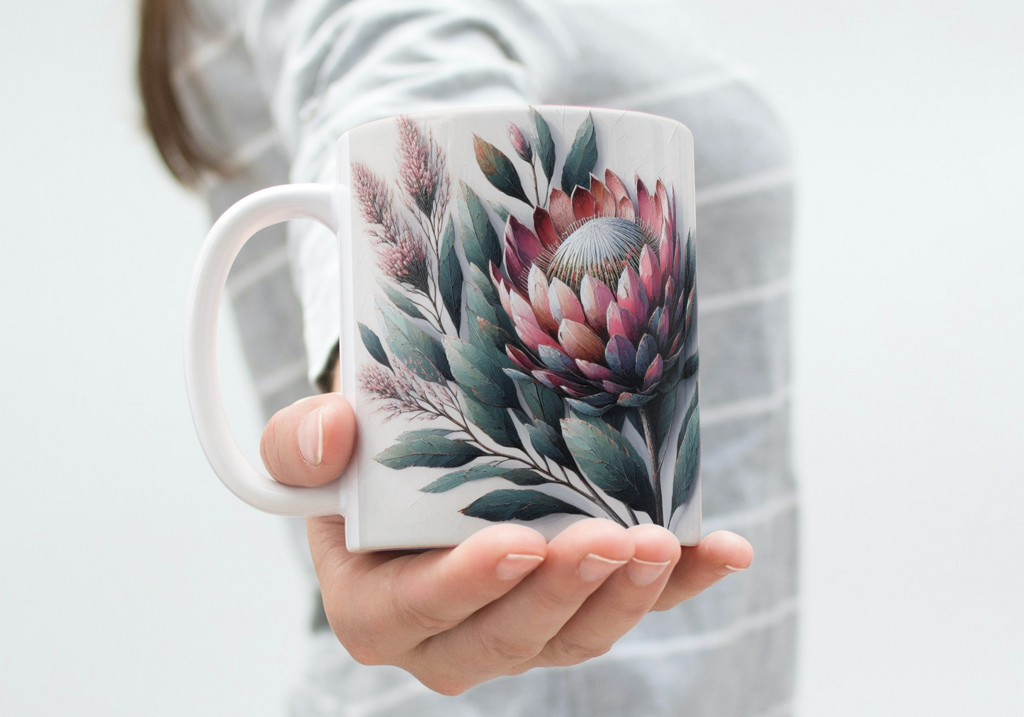 Watercolor Protea coffee mug