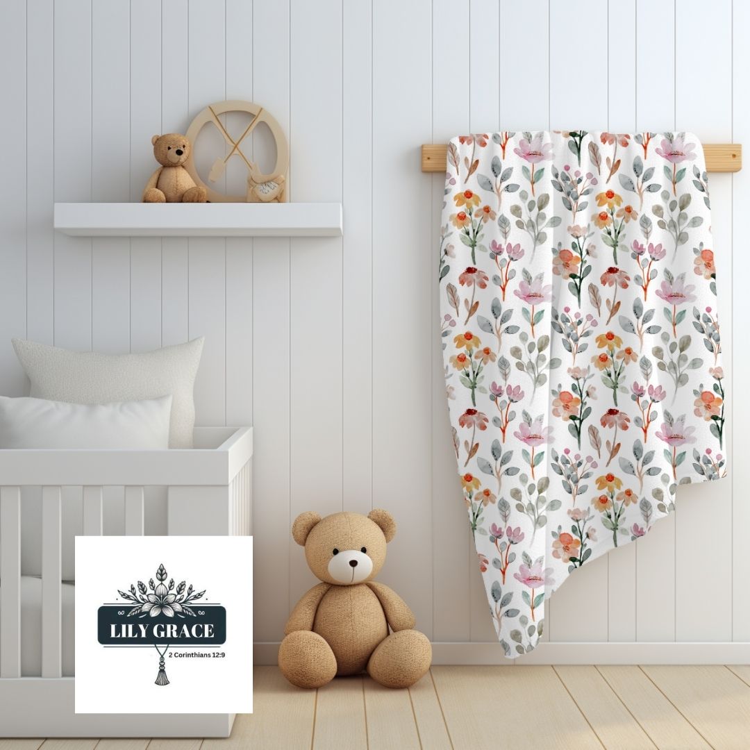 Watercolor floral baby fleece blankets