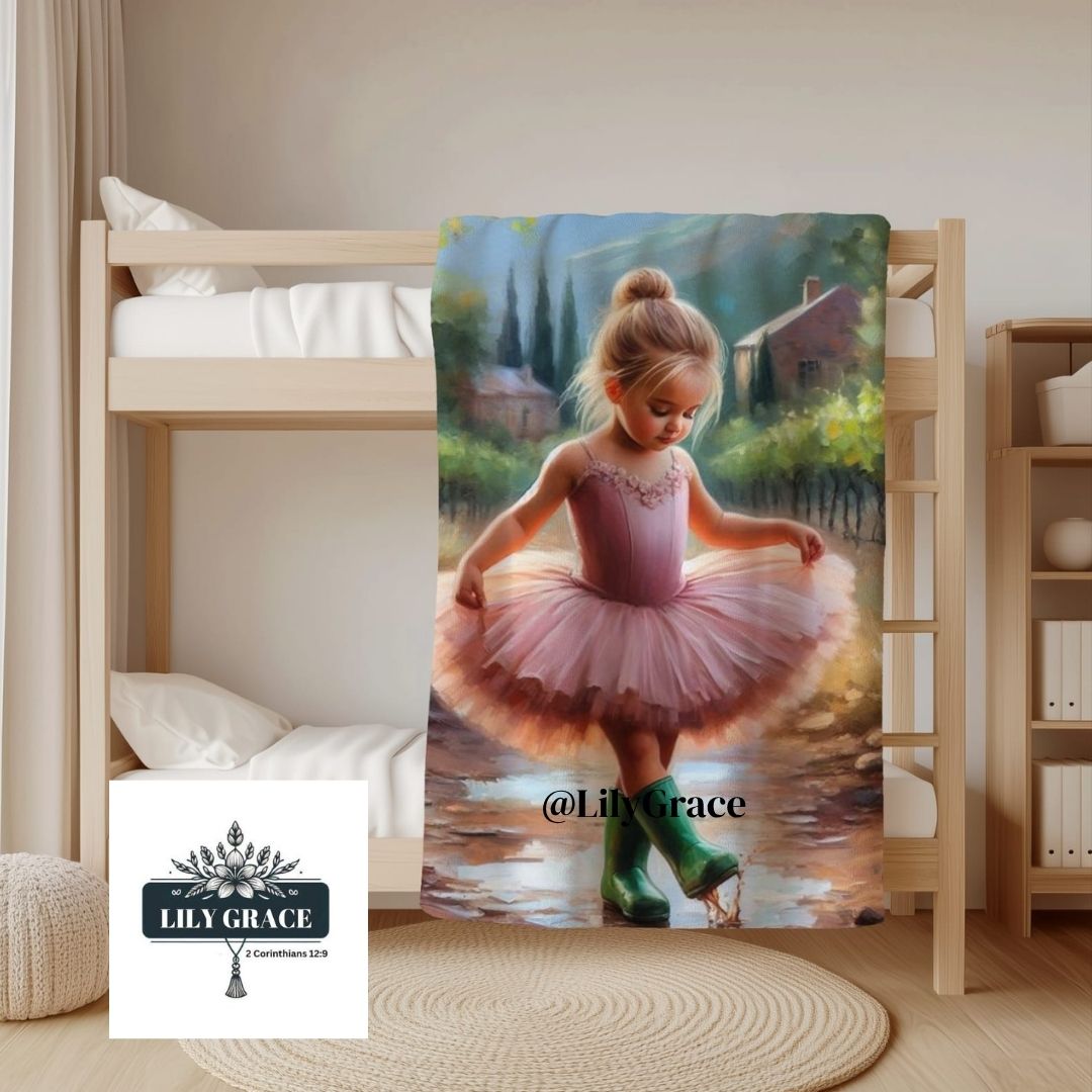 lightweight fleece throw blanket for girls room ballerina design soft blanket SA