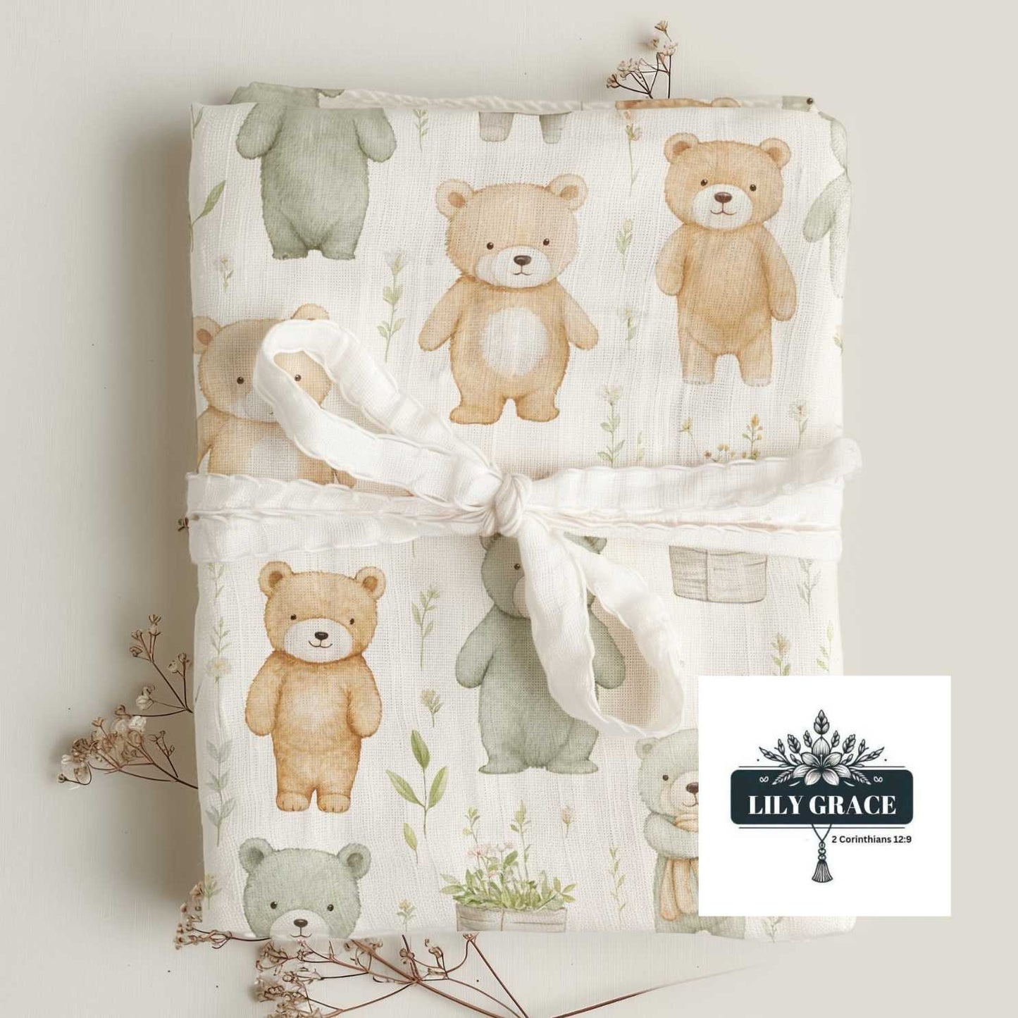 Baby bear Cotton Muslin Baby Blanket