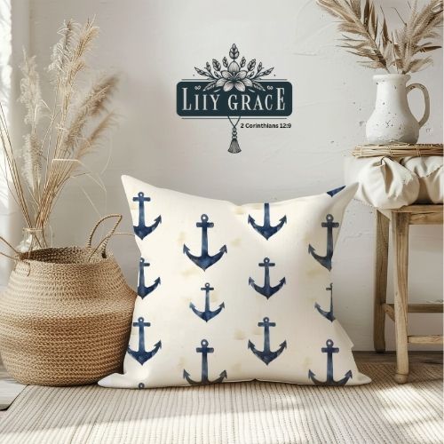 Anchor Blue and cream scatter cushion covers
