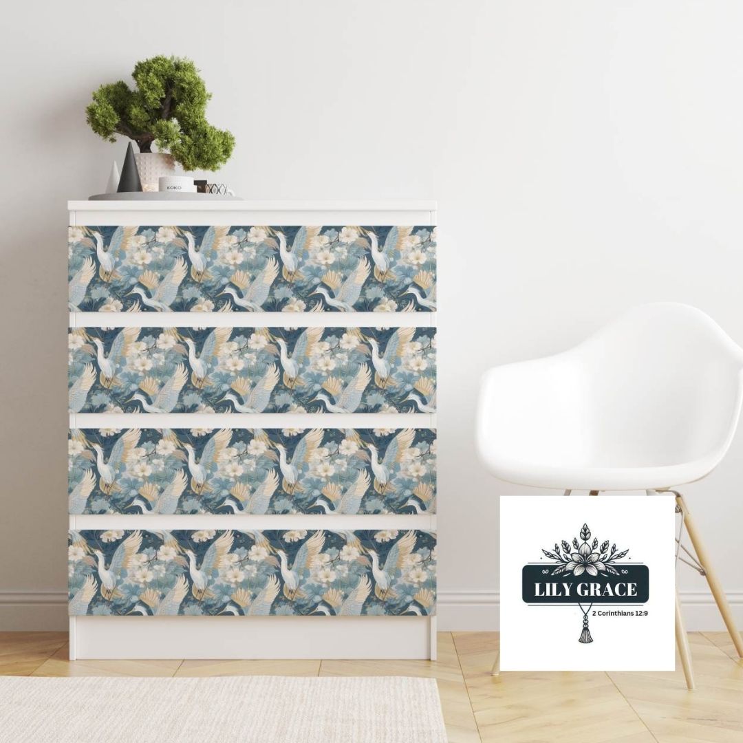 Blue floral decoupage paper
