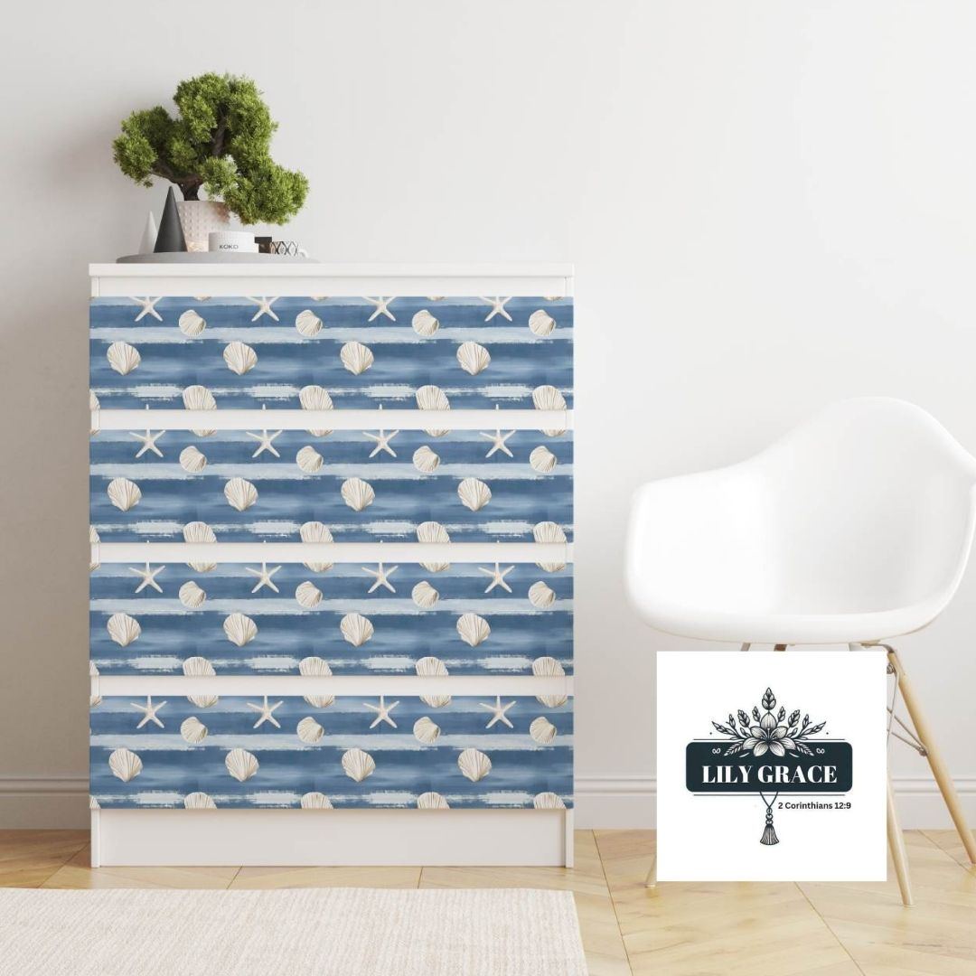 Blue shells l decoupage paper