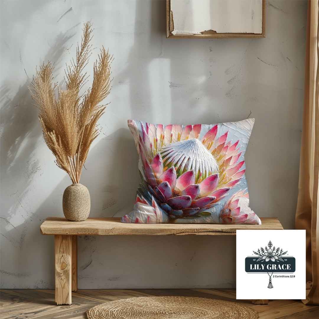 Pastel Protea fleece blanket