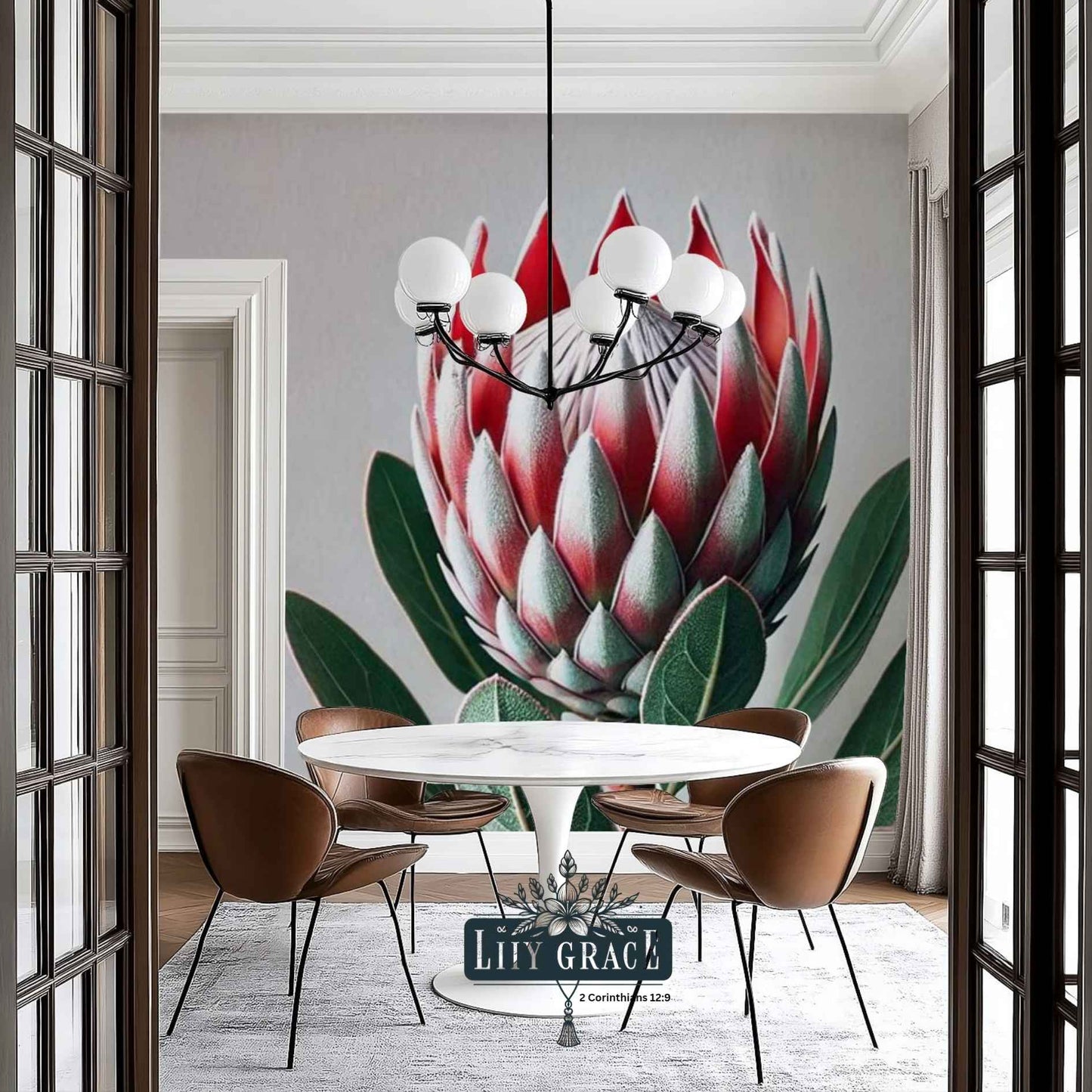Solitaire protea wallpaper mural.