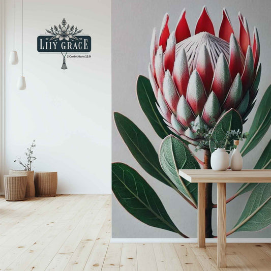 Solitaire protea wallpaper mural.