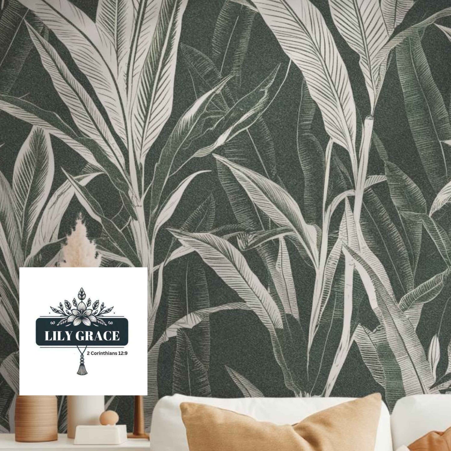 Engraved Tropics Forest Wallpaper – Premium Wall Decor
