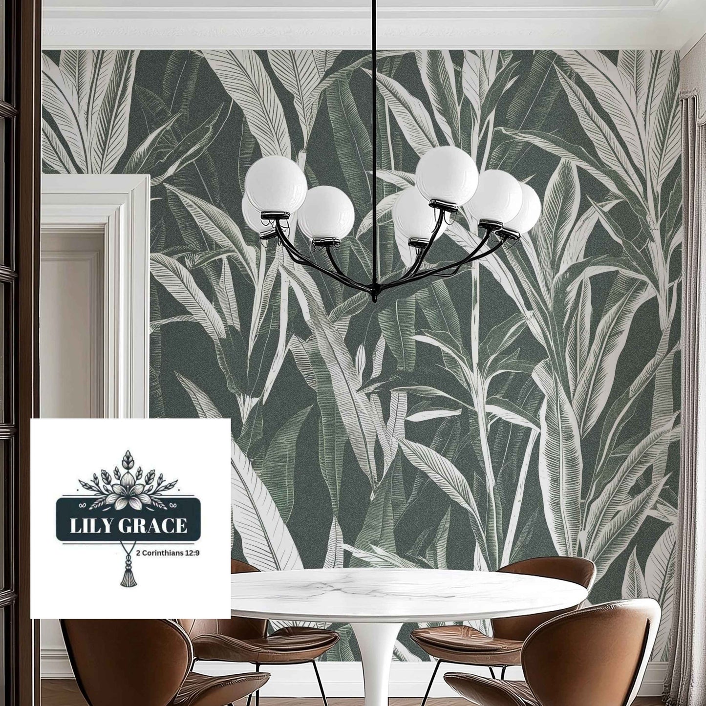 Engraved Tropics Forest Wallpaper – Premium Wall Decor