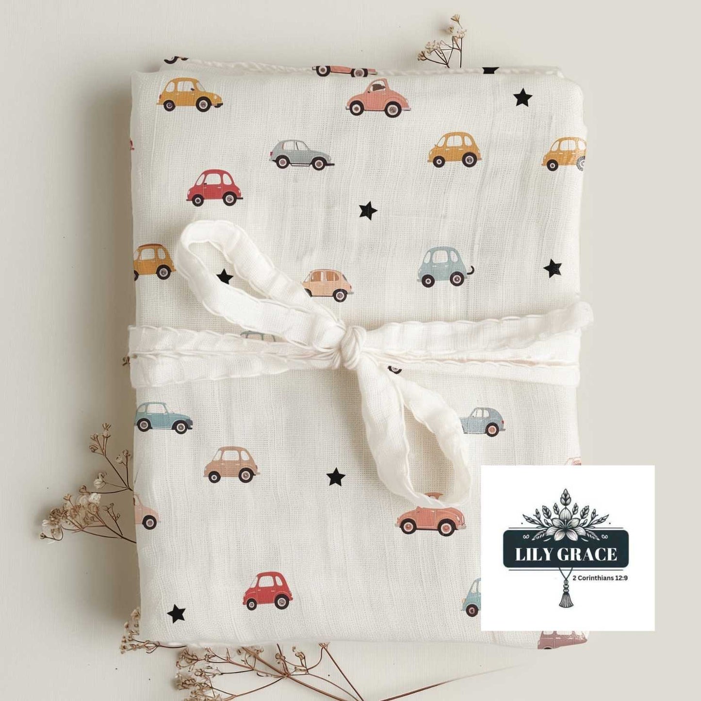 Little cars Cotton Muslin Baby Blanket
