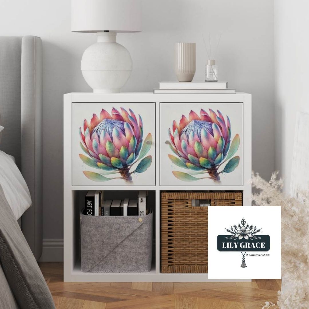 Watercolour Protea decoupage paper
