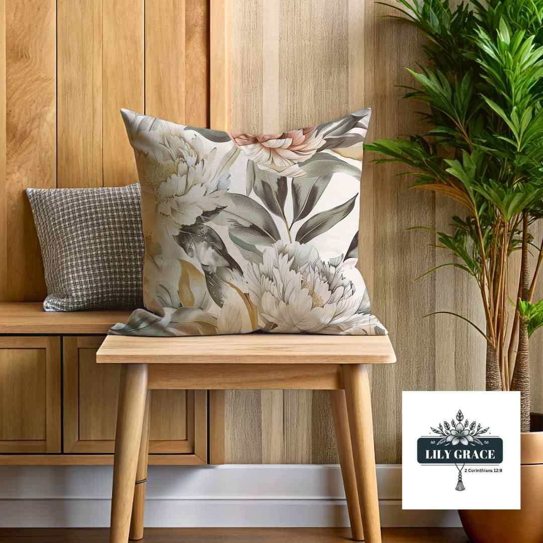 Beige and cream floral scatter cushions covers