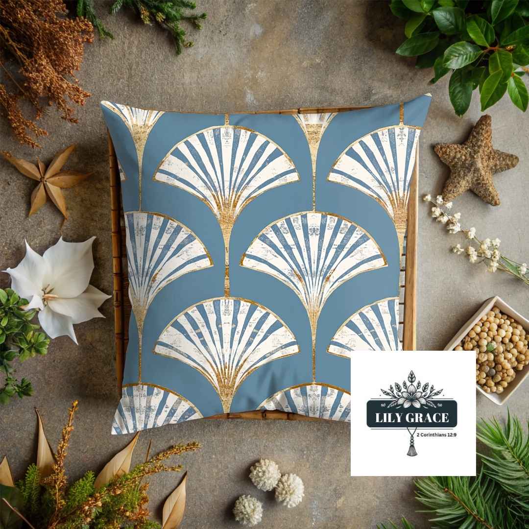 Blue plume scatter cushion covers
