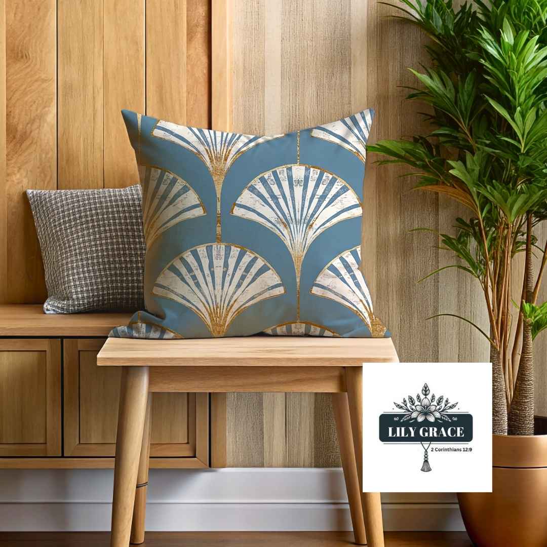 Blue plume scatter cushion covers