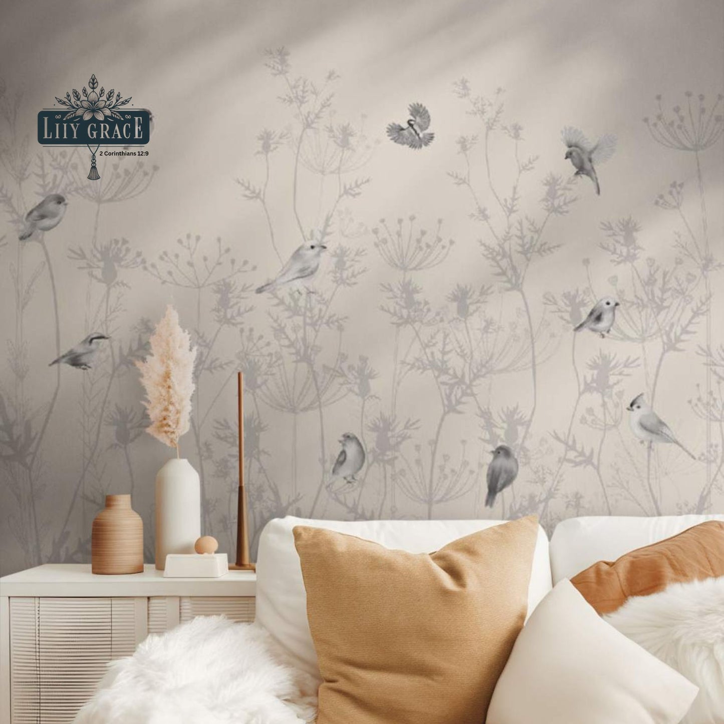 Delicate white and grey wall murals South Africa