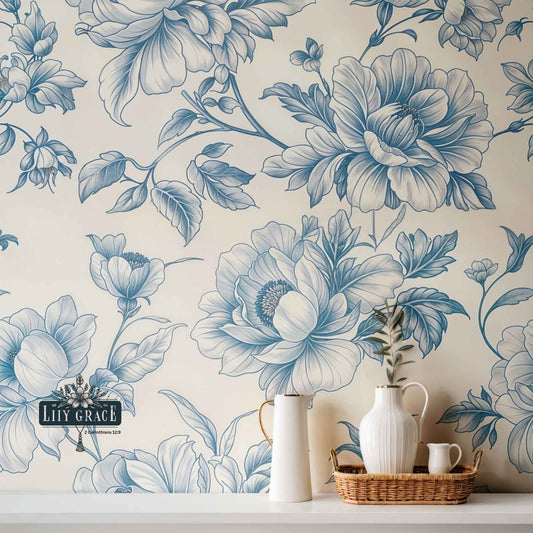 soft blue floral wallpaper