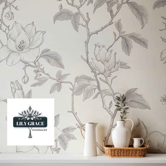 Grey & Beige Toile Heritage Wallpaper