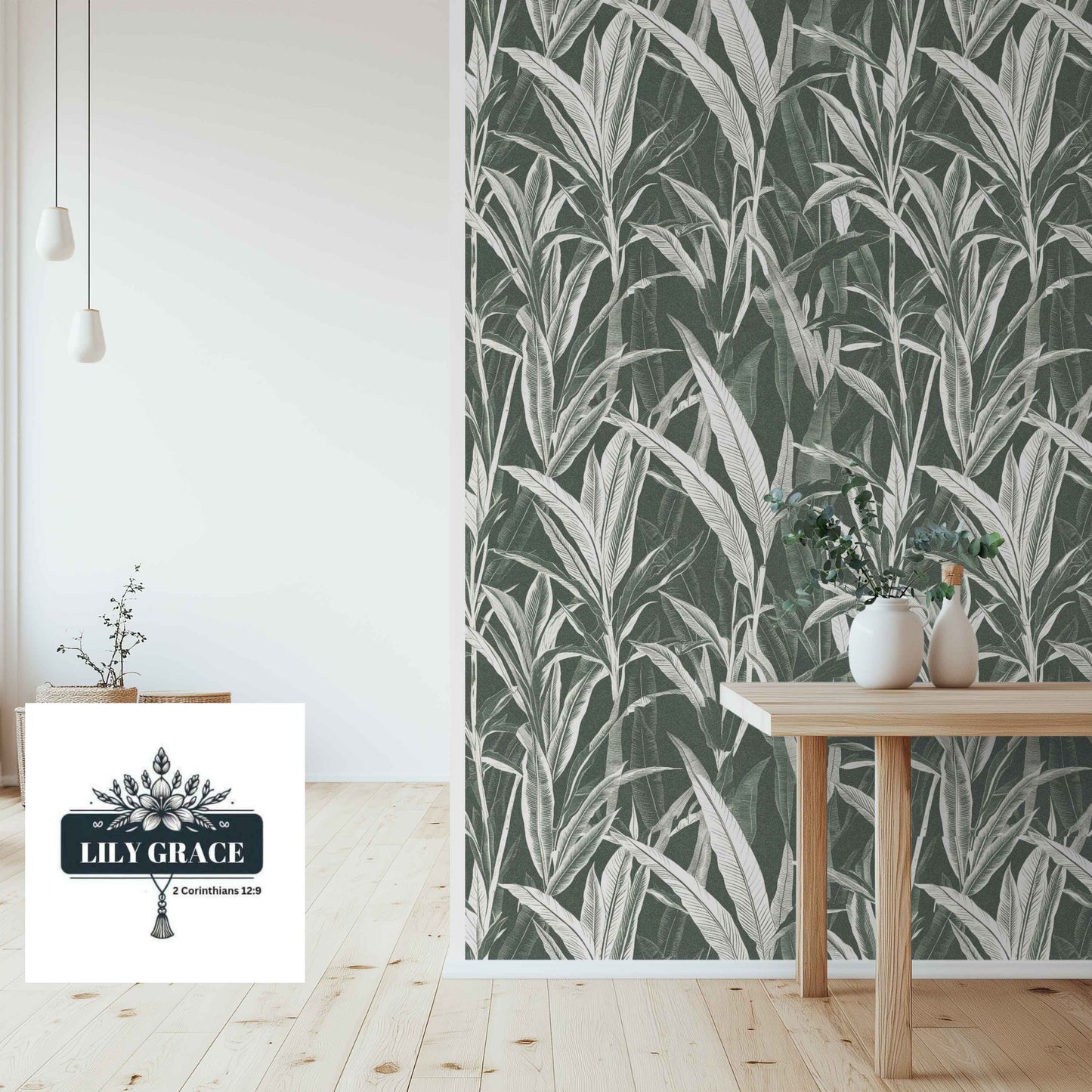 Engraved Tropics Forest Wallpaper – Premium Wall Decor