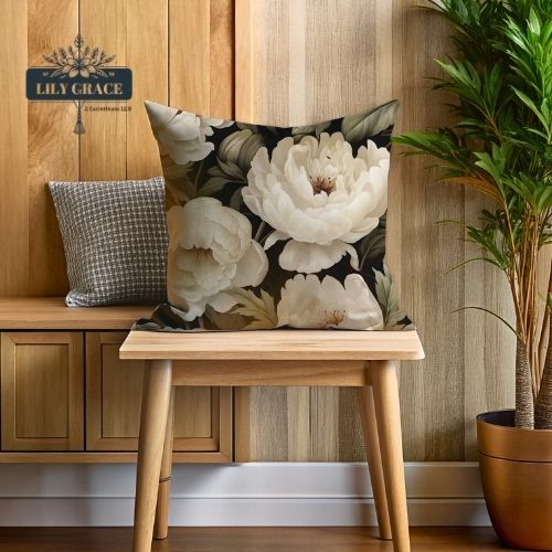 White Peony scatter cushion covers