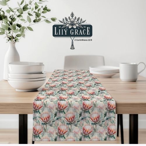 Cotton Table runner - Protea