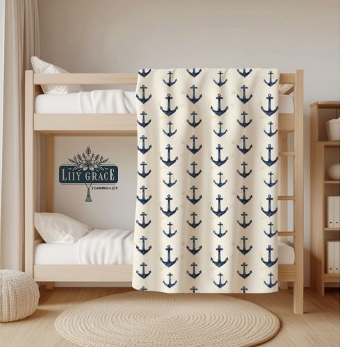 Anchor blue fleece blanket