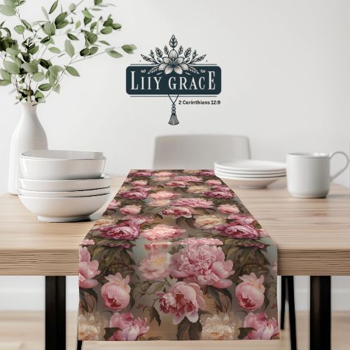 Pink Peony table runner