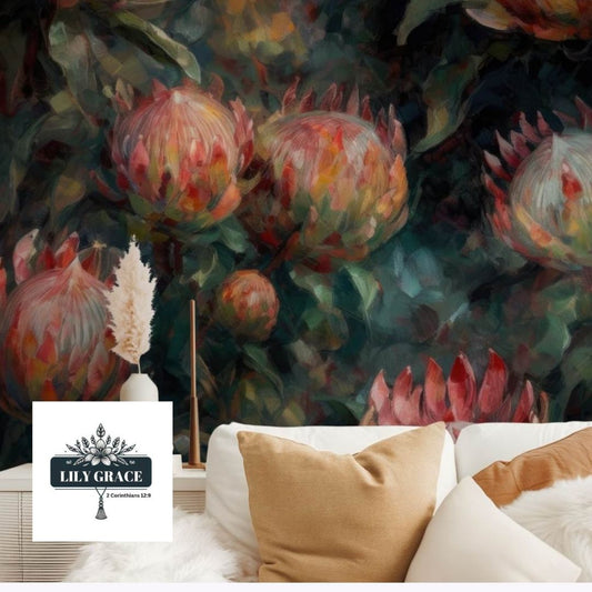 Wallpaper with Proteas – A Bold Take on Floral Wallpaper