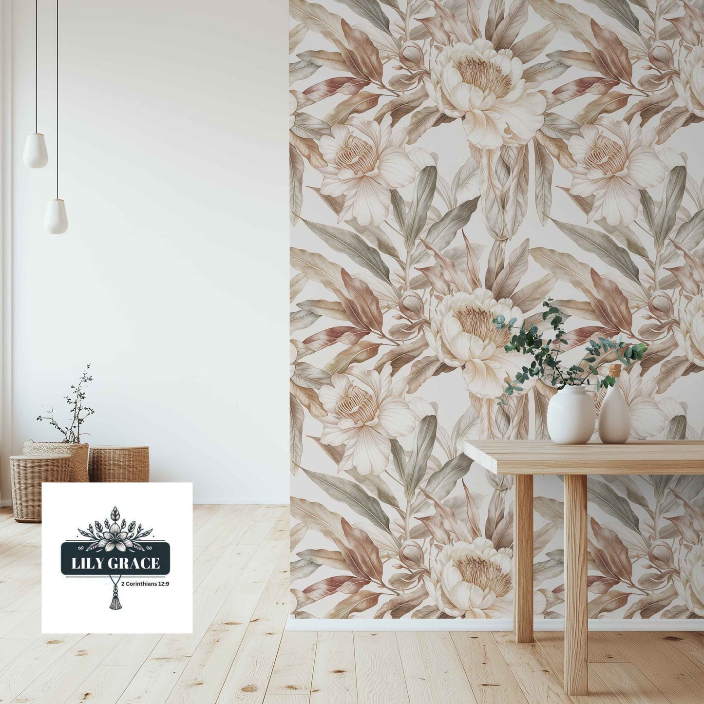 Timeless Blooms – Vintage Beige Floral Wallpaper