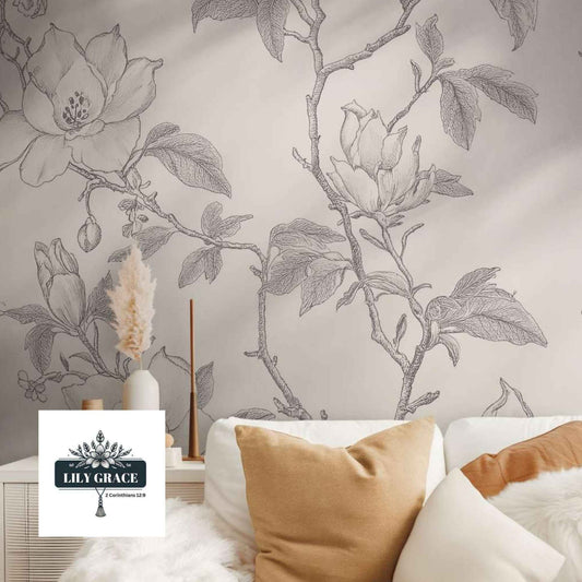 Spring Magnolia – Vintage Floral wall paper designs for bedroom
