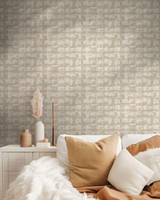 Soft Beige linen look wallpaper