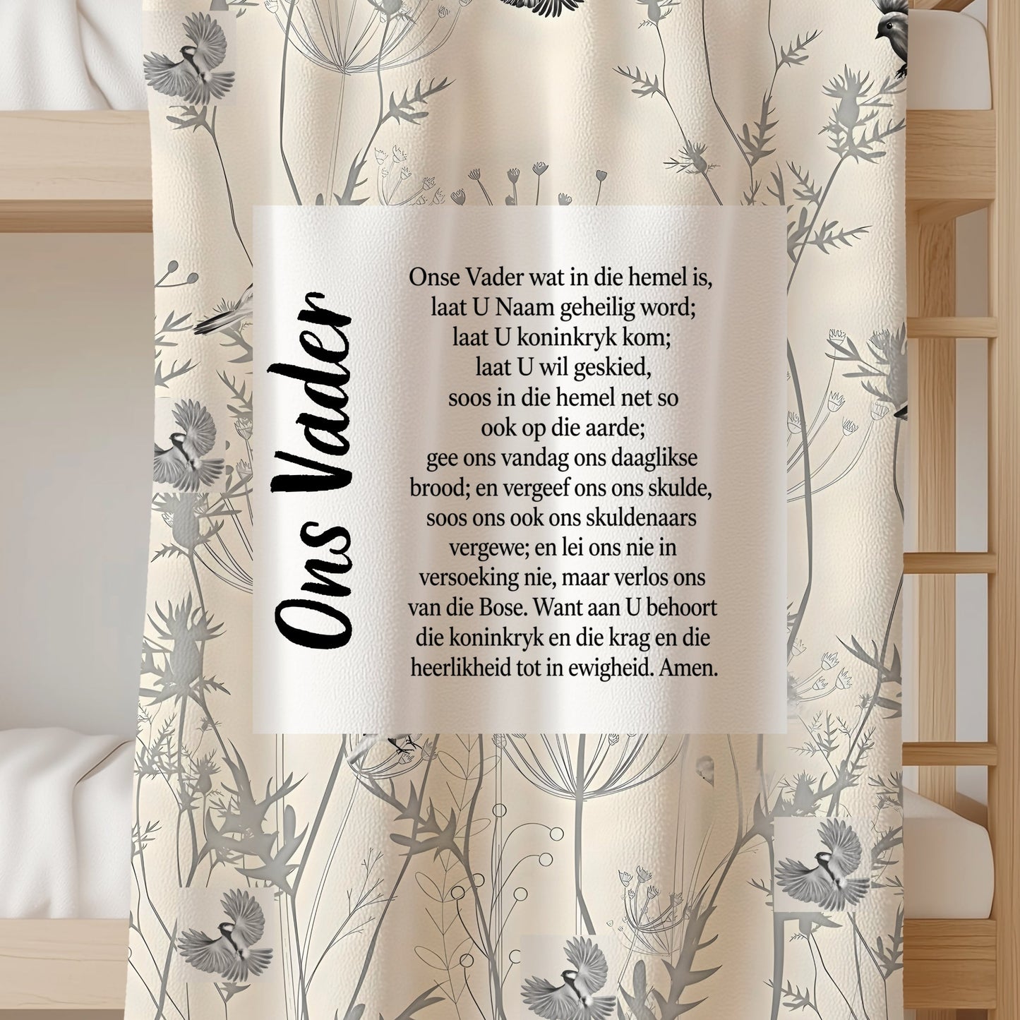 Afrikaans Ons Vader Fleece Throw Blanket (Ready to Ship) 1.5 x 1.5 m )