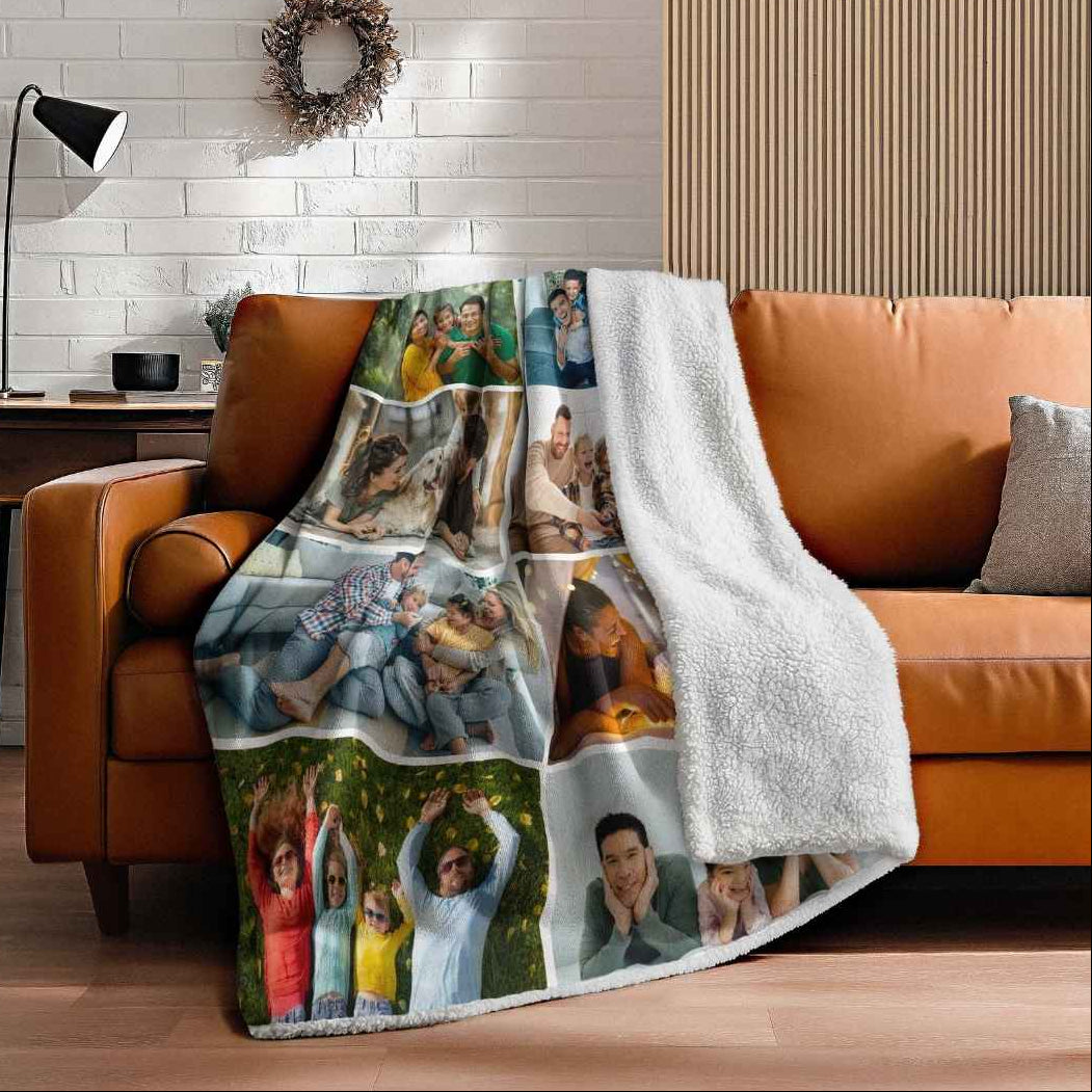 Personalised fleece blanket with family memory photos, ideal custom gift in South Africa