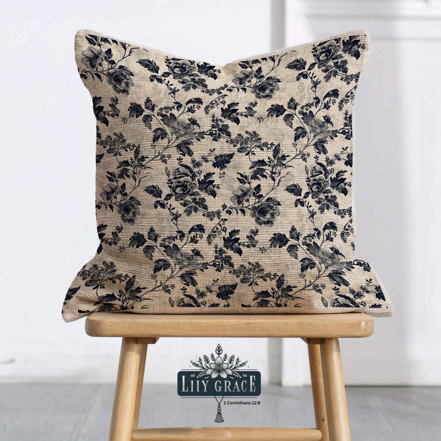 Black Toile Linen Texture scatter cushion covers set of 3