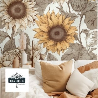 Vintage sunflower Wallpaper for Walls