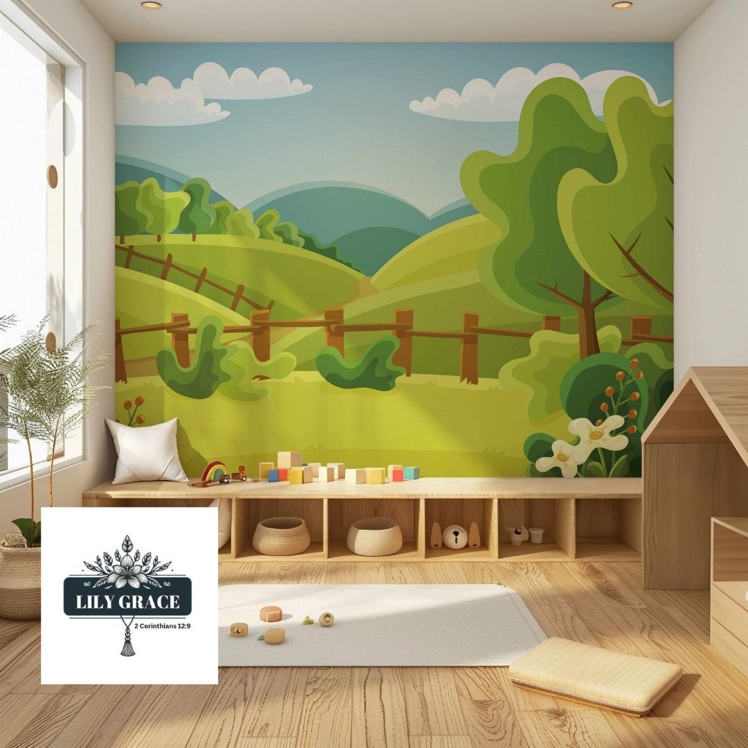 Summer time wallpaper for nursery wall