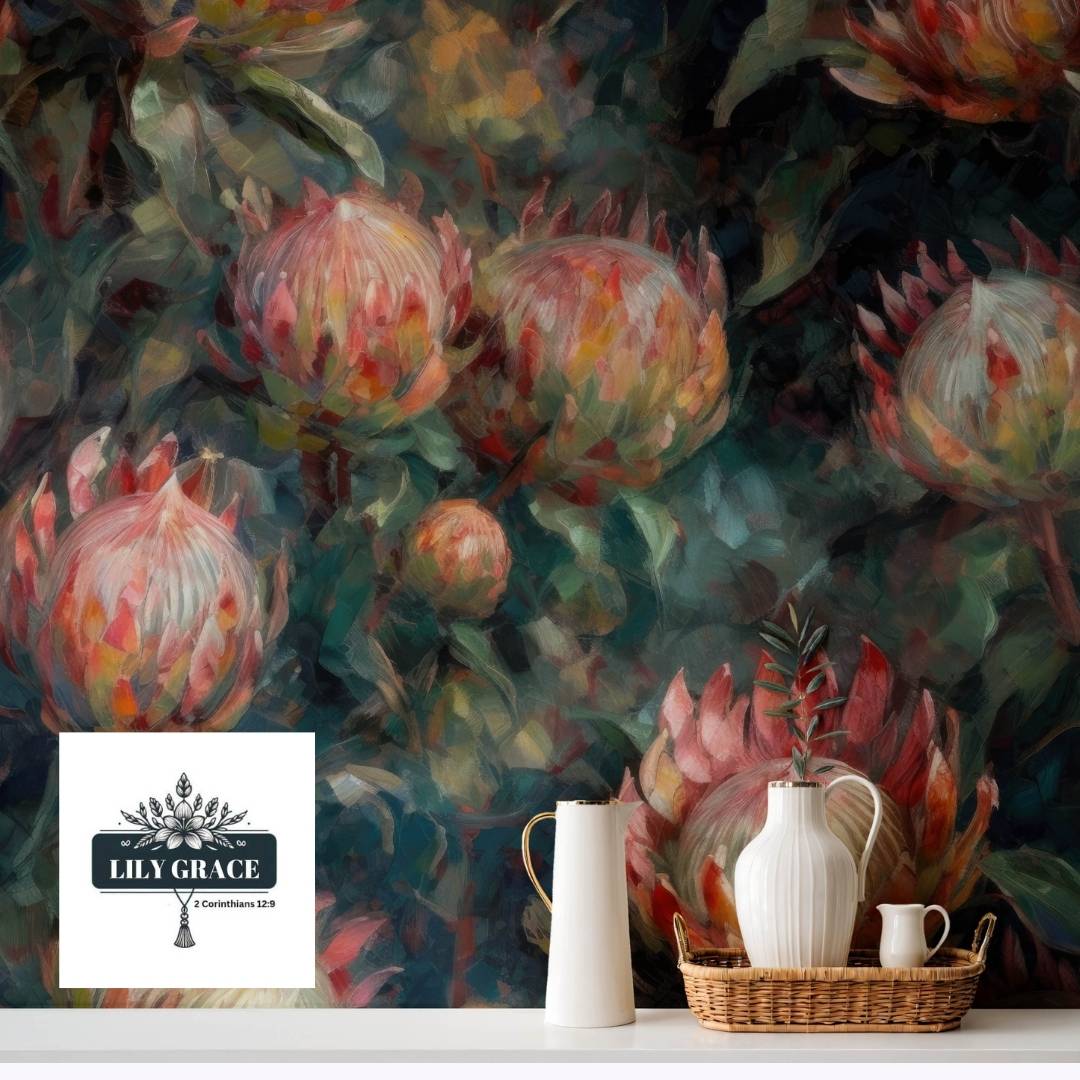 Wallpaper with Proteas – A Bold Take on Floral Wallpaper