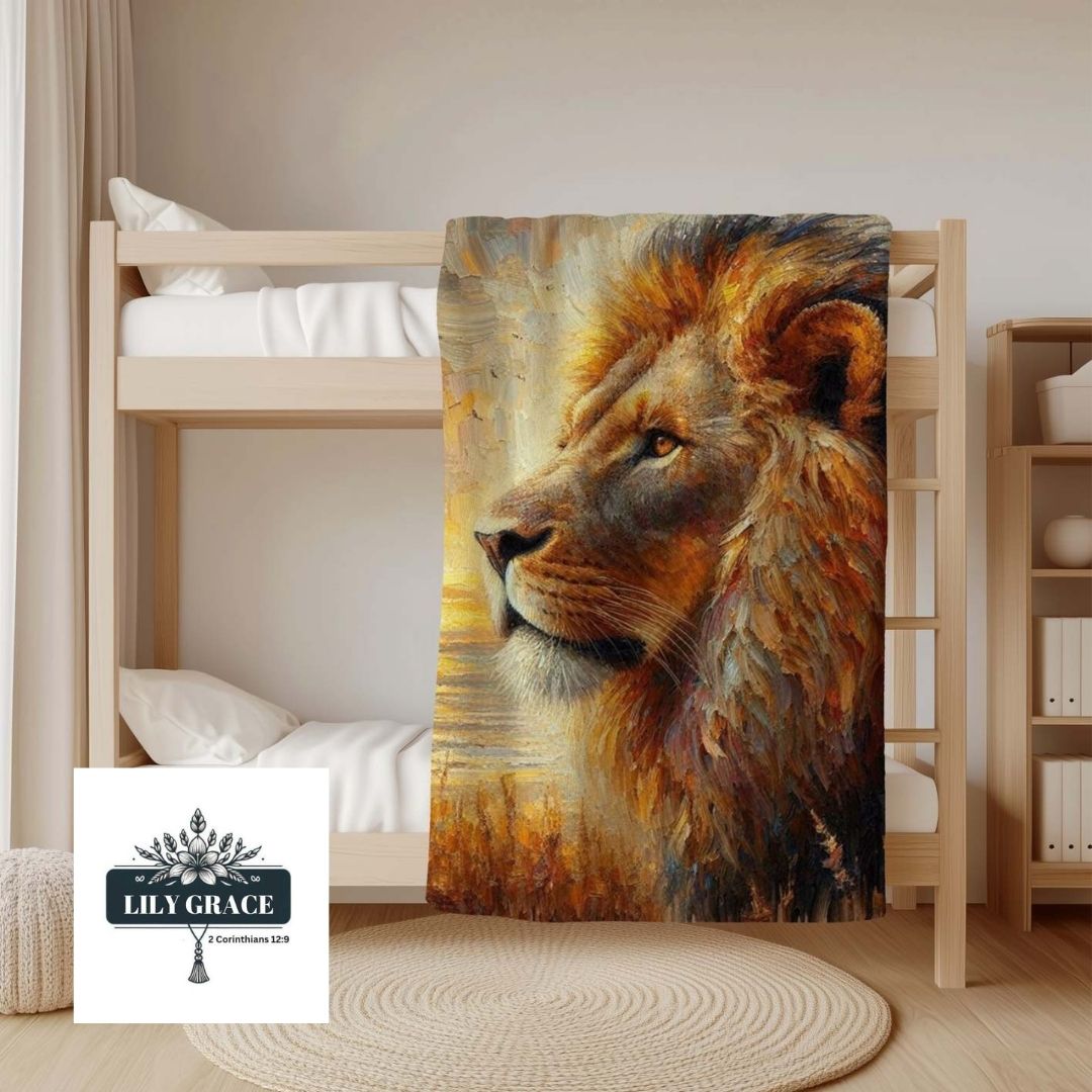 Lion coral fleece blanket . Animal Print Fleece Blanket