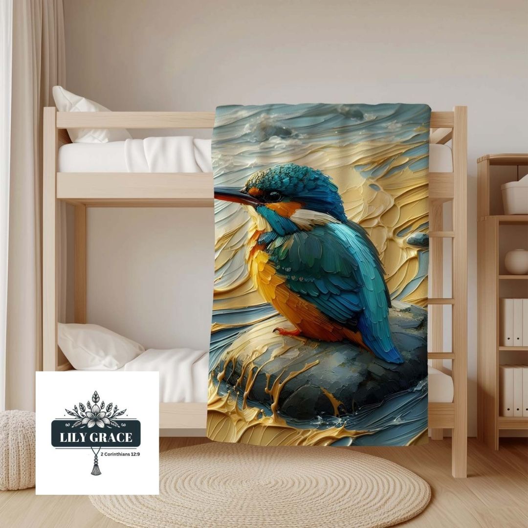 soft fleece blanket draped over chair kingfisher design lightweight throw South Africa
