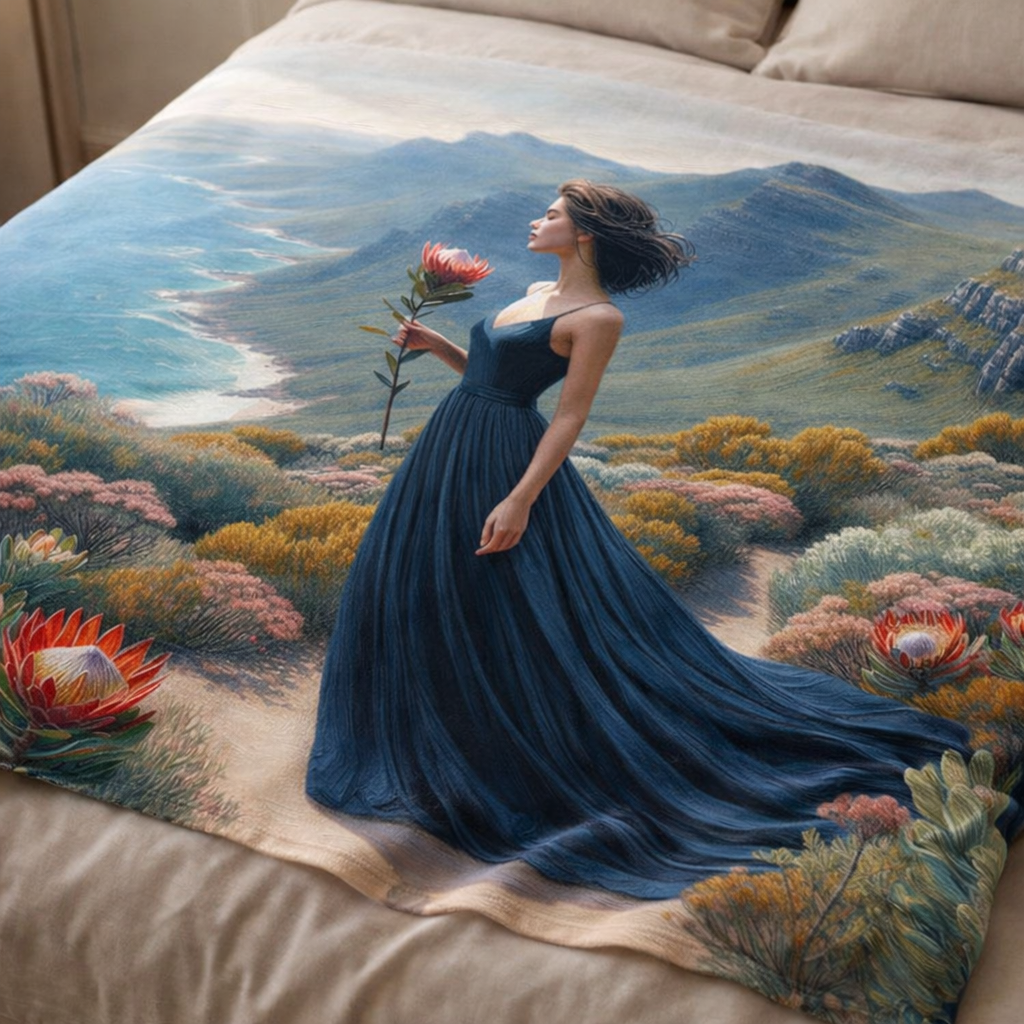 Protea floral fleece blanket South Africa soft lightweight throw for modern home decor