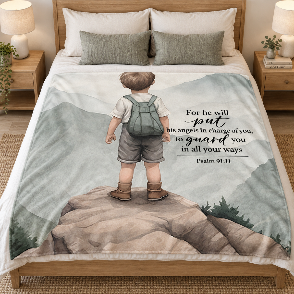 Psalm 91:11 Blessing Blanket 1.5 x 1.5m ready to ship