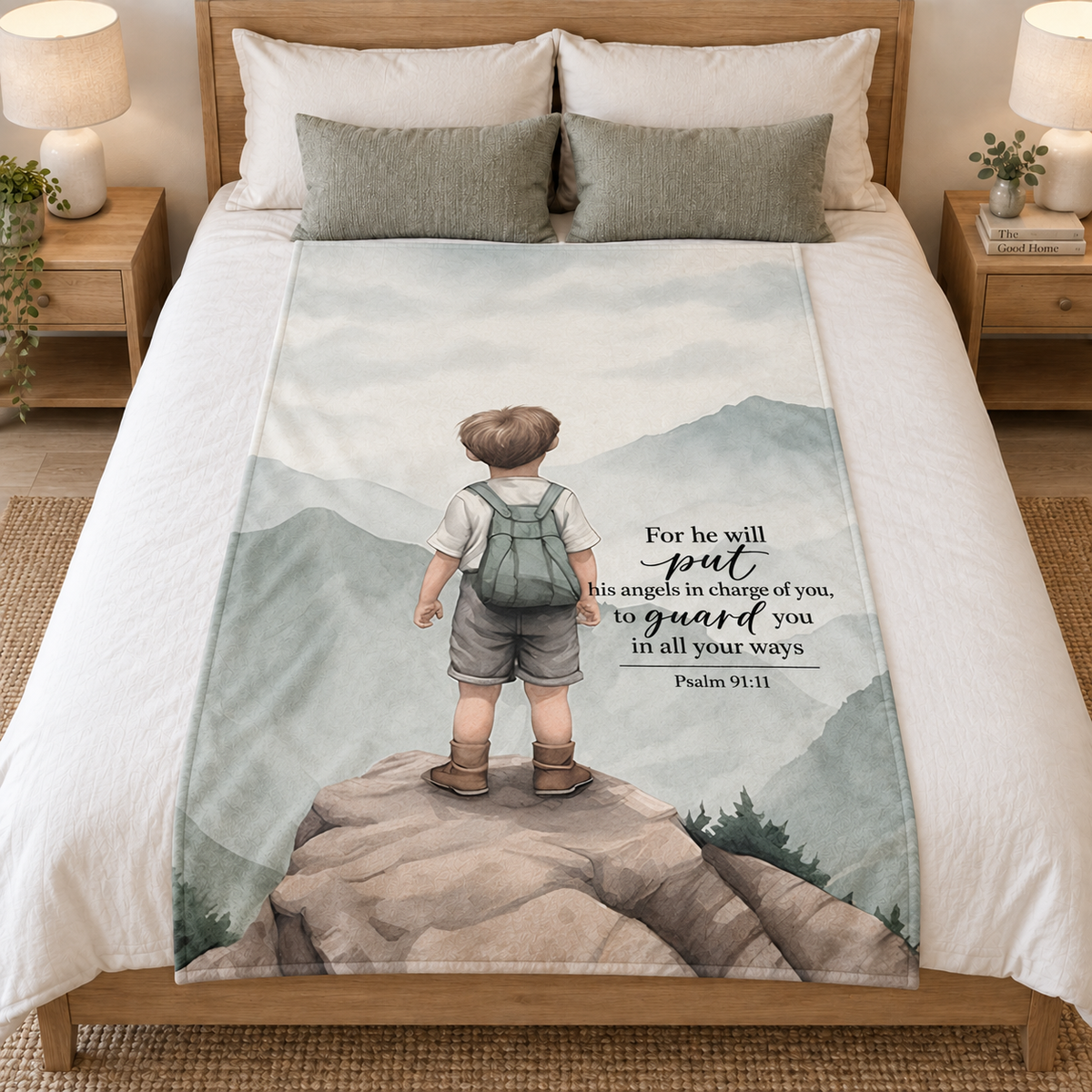 Psalm 91:11 Blessing Blanket for Boys