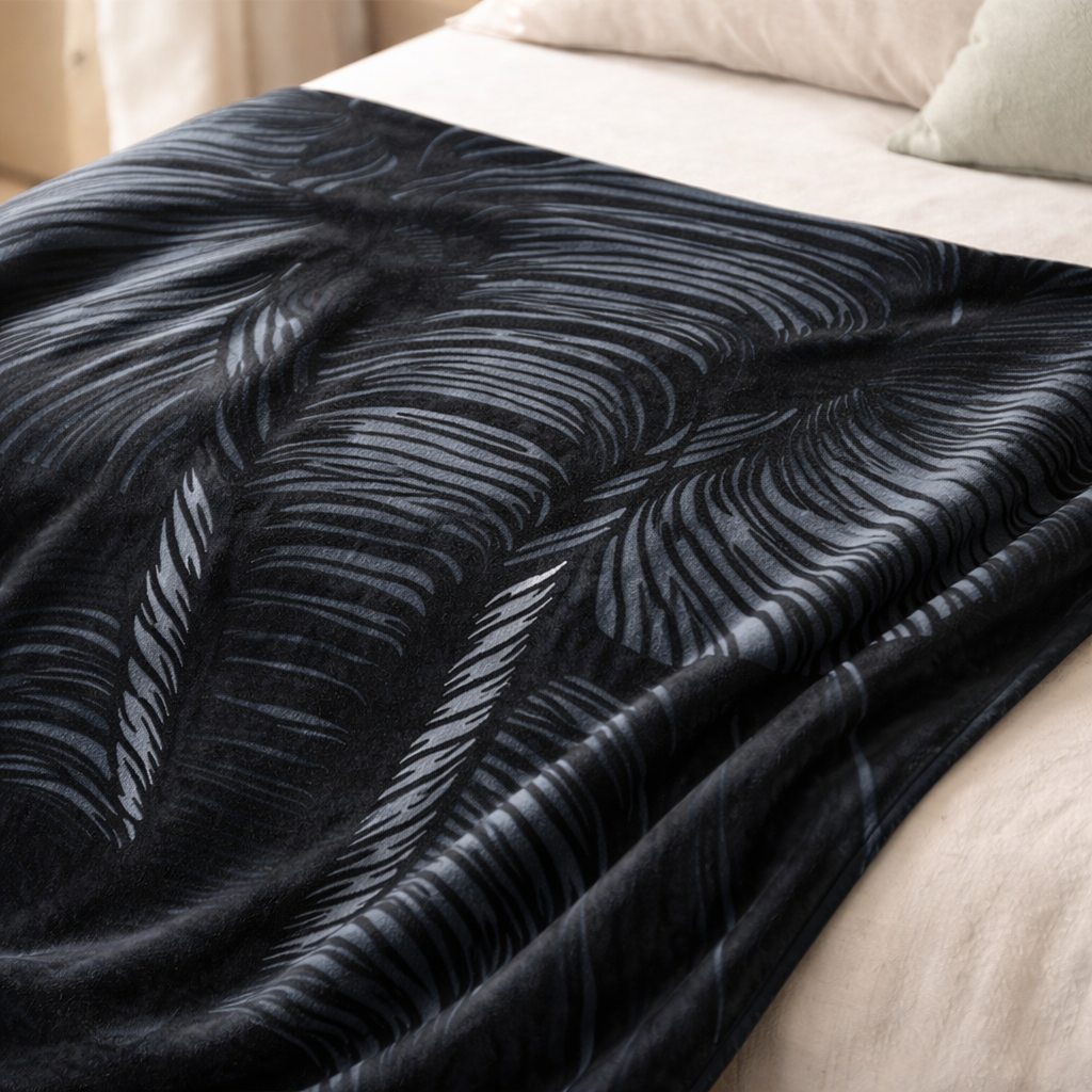 Close up of an animal print elegant fleece throw blanket