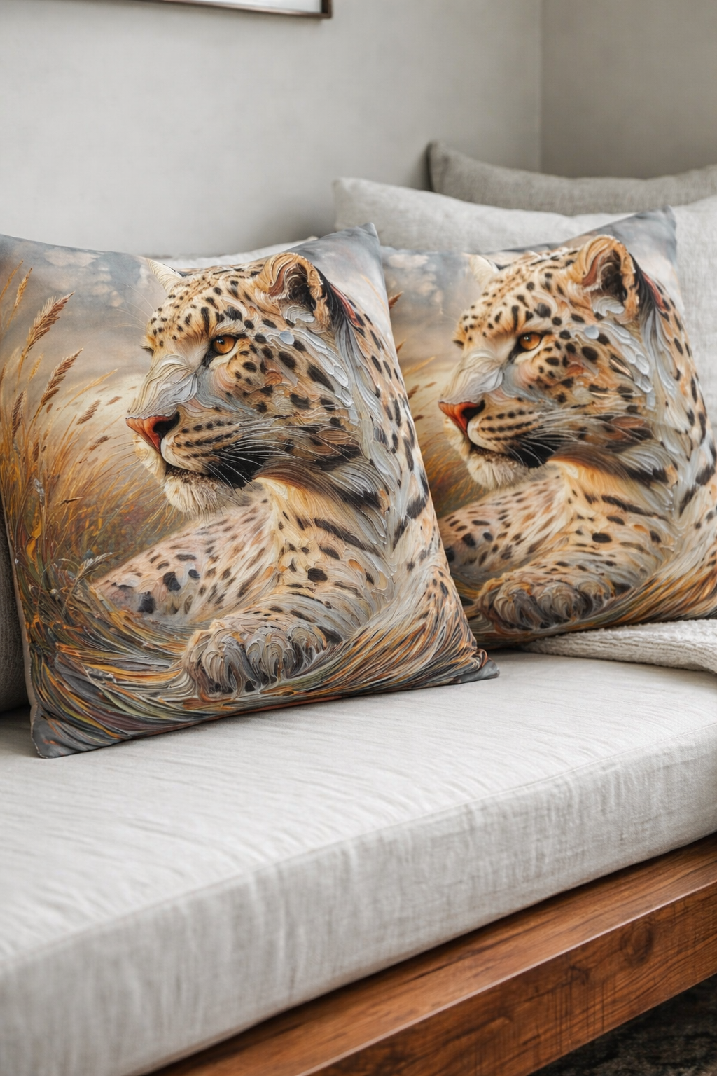 leopard print decorative cushion cover cotton scatter cushion for bedroom or lounge