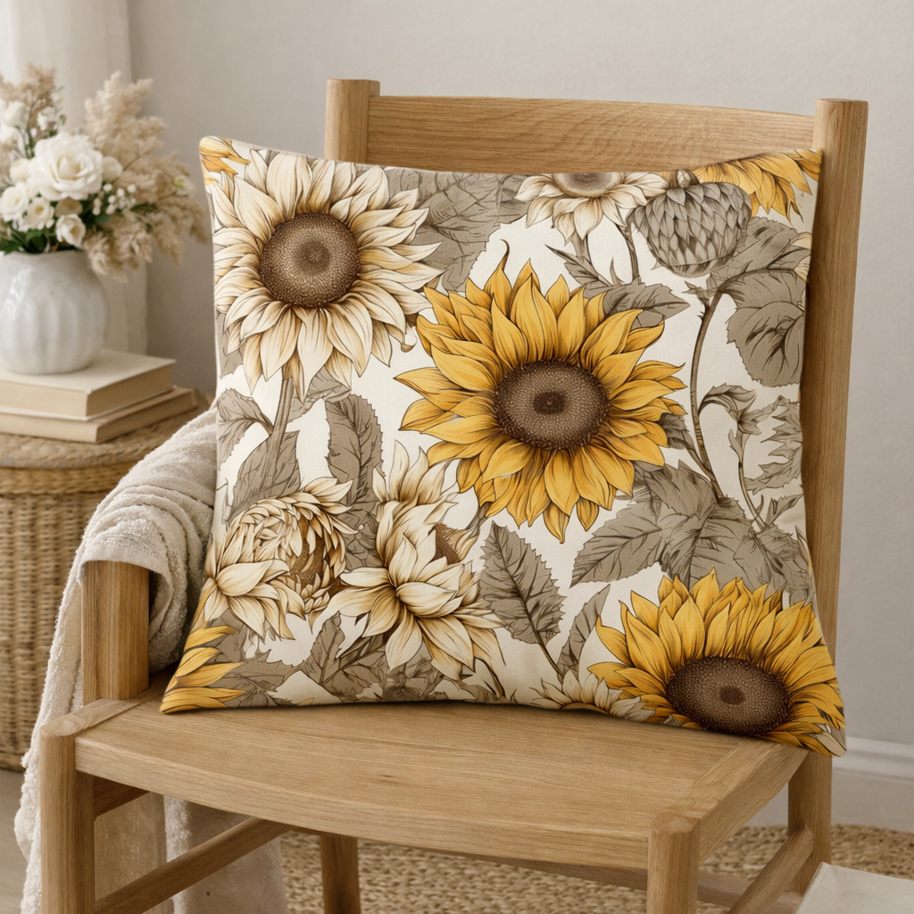 Designer cotton cushion covers with sunflowers
