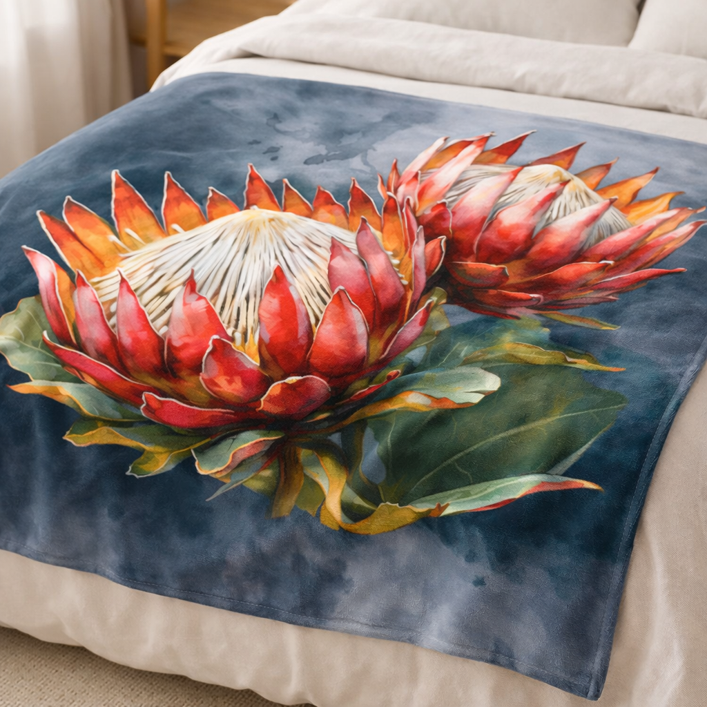 large protea blanket South African design lightweight fleece throw for bed