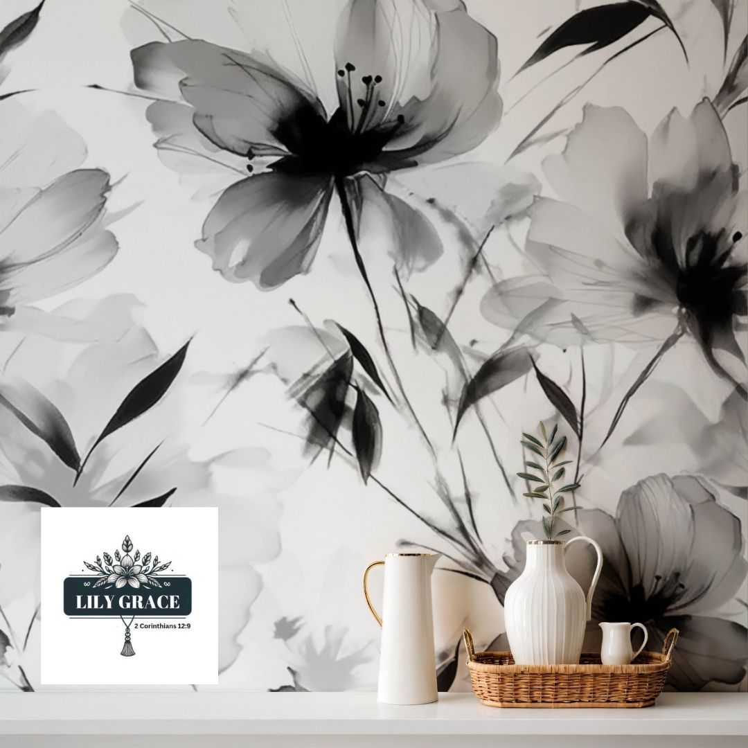 Black and White Floral Wallpaper for Walls