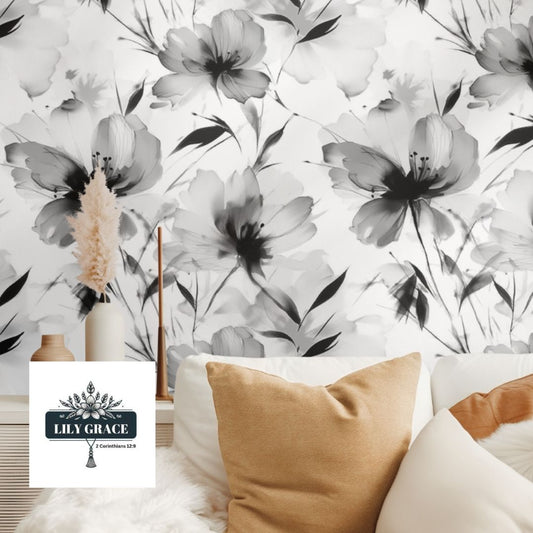 Black and White Floral Wallpaper for Walls