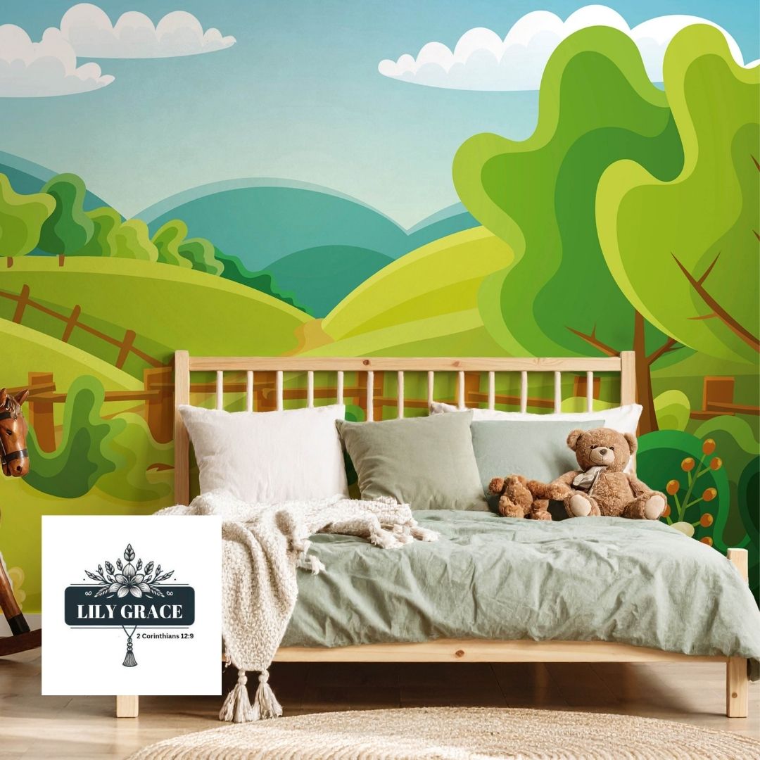 Summer time wallpaper for nursery wall